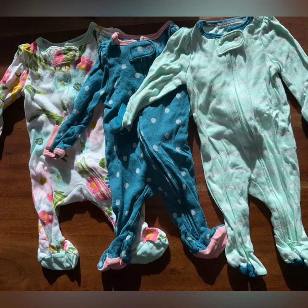 Cloud Island‎ NB zipper footie pajamas lot